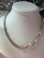 Vintage Gold Vermeil Paperclip Chain Necklace: Adjustable Sterling Silver, Italy