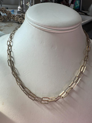 Vintage Gold Vermeil Paperclip Chain Necklace: Adjustable Sterling Silver, Italy