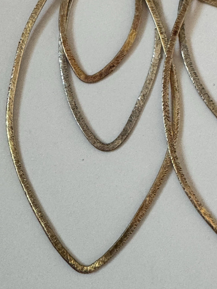Bold Rustic Sterling Silver & Gold Vermeil Layered Dangle Earrings | Oversized Hammered Sandy Texture Hoops | Runway Statement Jewelry