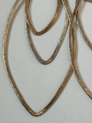 Bold Rustic Sterling Silver & Gold Vermeil Layered Dangle Earrings | Oversized Hammered Sandy Texture Hoops | Runway Statement Jewelry