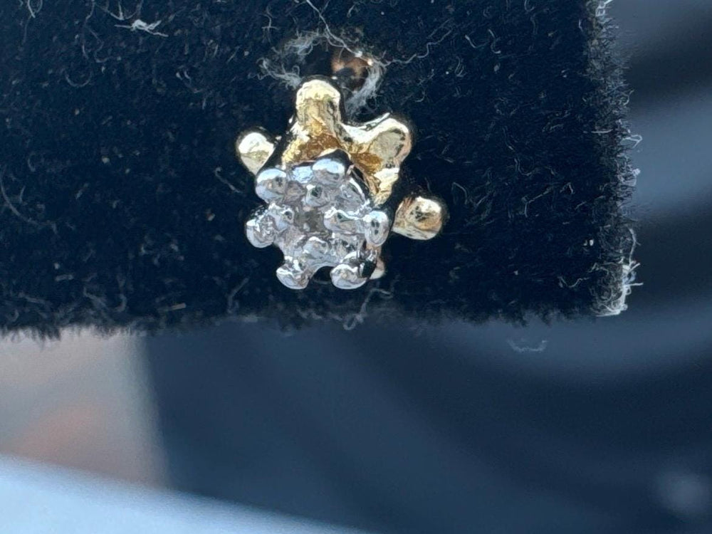 Vintage JCM 10K Gold Illusion Diamond Chip Stud Earrings Signed JCM 10K