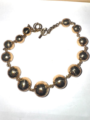 Rare Charles Albert Alchemy Runway Necklace, Bold Hammered Gold Graduated Beads 25mm