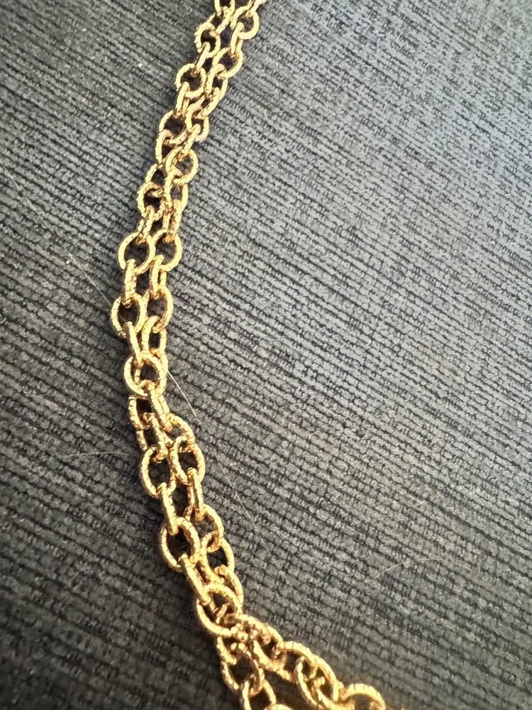 Vintage Gold Tone Opera Necklace: 36" Double Strand Chain