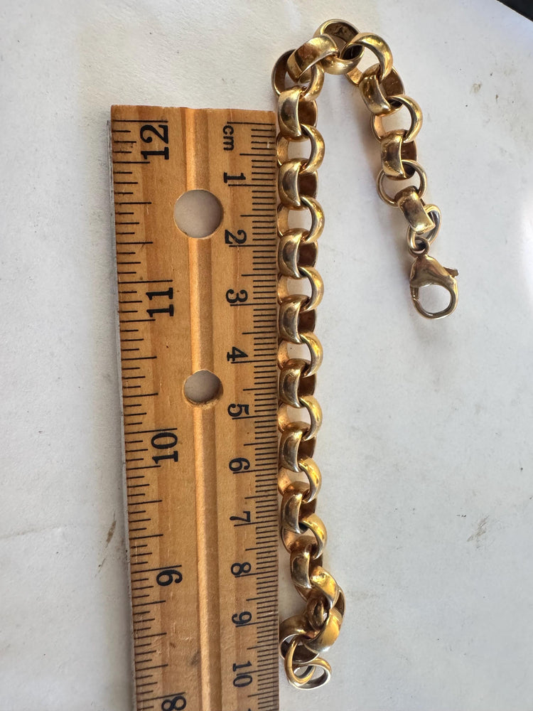 Vintage 18K Gold Filled Rolo Bracelet: Chunky Statement Chain, 7.75"