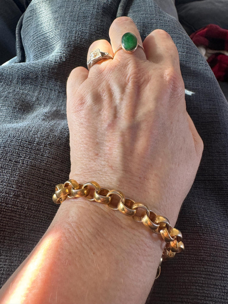 Vintage 18K Gold Filled Rolo Bracelet: Chunky Statement Chain, 7.75"