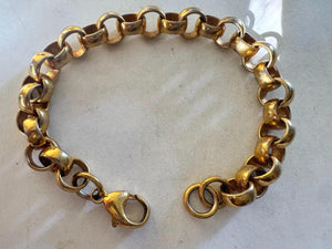 Vintage 18K Gold Filled Rolo Bracelet: Chunky Statement Chain, 7.75"