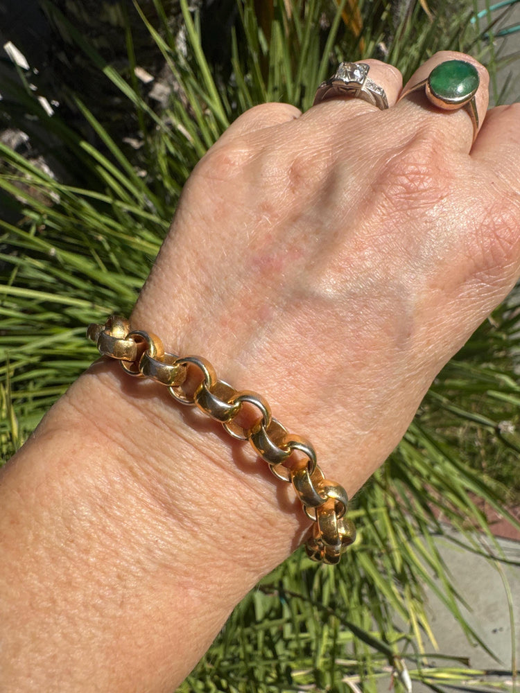 Vintage 18K Gold Filled Rolo Bracelet: Chunky Statement Chain, 7.75"