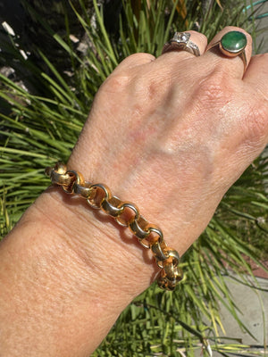 Vintage 18K Gold Filled Rolo Bracelet: Chunky Statement Chain, 7.75"