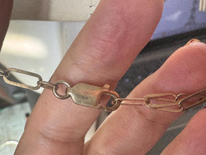 Vintage Gold Vermeil Paperclip Chain Necklace: Adjustable Sterling Silver, Italy