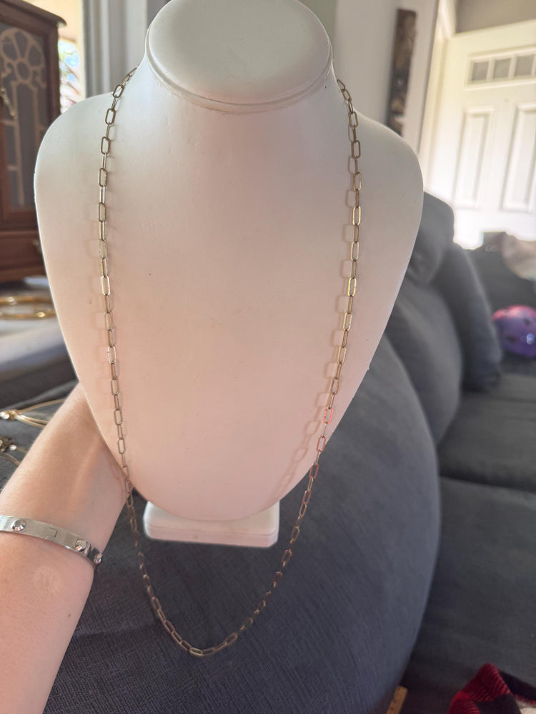 Vintage Gold Vermeil Paperclip Chain Necklace: Adjustable Sterling Silver, Italy