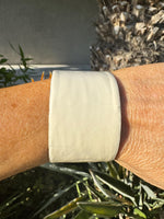 Vintage Wide White Enamel Copper Brass Cuff Bracelet | Mid Century Modernist 40mm (1.6”) Statement Jewelry