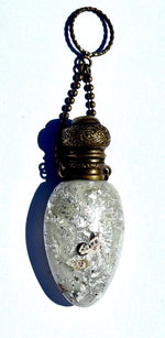 Rare Victotian White Aventurine Murano Perfume Bottle 1840s Chatelaine with Tiny Portraits Venetian
