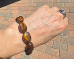Vintage Catalin Bakelite Bracelet – Oversized Swirled Butterscotch Phenolic Resin Beads – 6 Inch Fit – 1930s–50s