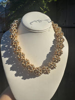 Solid Sterling Silver Vermeil Cluster Bead Necklace, 19” – 91g Statement Choker, Designer Quality, Signed 925