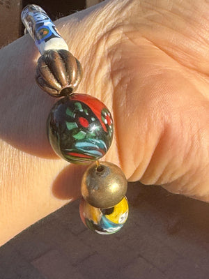 Antique Venetian Trade Bead Bracelet – Millefiori, Face, Barrel & Tubular Beads, African Trade Glass Jewelry