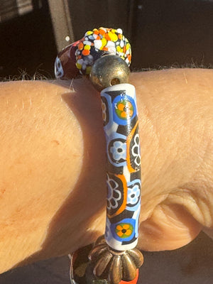 Antique Venetian Trade Bead Bracelet – Millefiori, Face, Barrel & Tubular Beads, African Trade Glass Jewelry