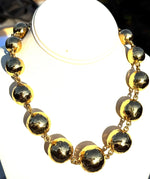 Rare Charles Albert Alchemy Runway Necklace, Bold Hammered Gold Graduated Beads 25mm