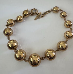 Rare Charles Albert Alchemy Runway Necklace, Bold Hammered Gold Graduated Beads 25mm