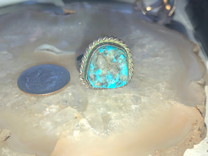 Stunning vintage Native American Indian sterling silver turquoise ring 5.5 raw not heat treated, nugget