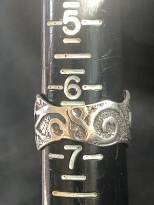 Vintage Celtic sterling silver Viking scroll band ring 925 size 6.25 unusual
