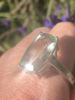 Huge gorgeous Sterling silver big prasiolite (Green amethyst) gemstone ring size 11 925