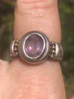 Vintage 18kt gold sterling silver ring amethyst size 7.25