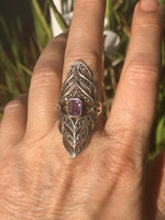 Vintage antique Art Deco saddle ring amethyst and marcasites gemstones Sterling silver size 8 stunningly amazing 925