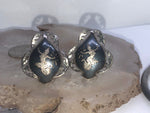 Vintage sterling silver puffy siam clip on earrings 925