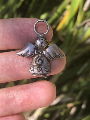 Vintage Flying Angel Pendant / Charm - Sterling Silver 925