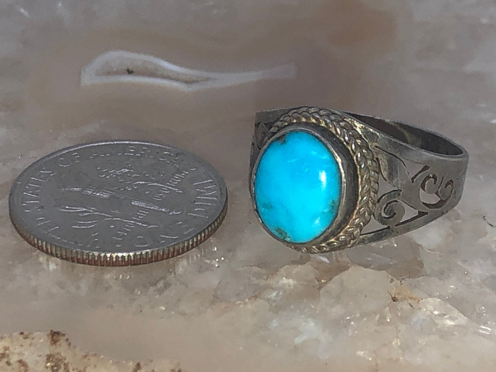 Beautiful turquoise sterling silver 925 ring Size 5.75 Robins egg blue ornate