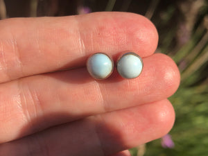 Vintage Larimar Light blue gemstone study earrings 925 Sterling silver