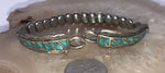 Vintage Inlaid Turquoise Native American Indian Watch Tips Sterling Silver