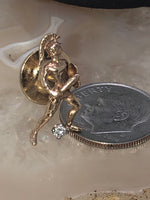 Vintage Antique 14 Karat Gold Small Pin Warrior Genuine Diamond 14kt KT Spartan Centurion Mens or Womens