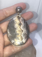 Huge Vintage Jasper Agate Gemstone Sterling Silver Pendant for Necklace Western