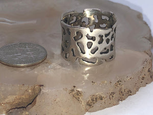 Vintage brutalist abstract Super thick band ring size  5.75 Puzzle pieces Sterling silver 925