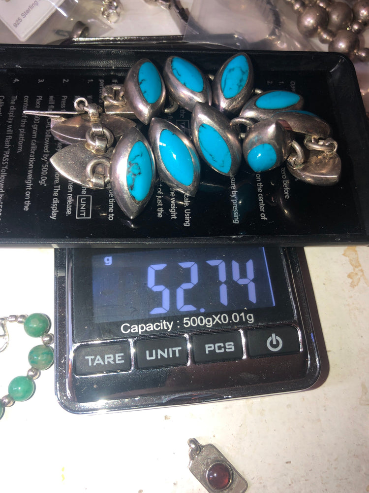 Fabulous Vintage Taxco Mexico turquoise sterling silver bracelet 925 native southwestern South American over 52 grams 8 Inches