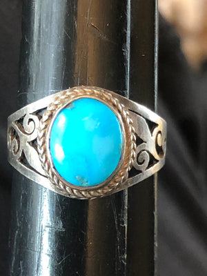 Beautiful turquoise sterling silver 925 ring Size 5.75 Robins egg blue ornate