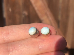 Vintage Larimar Light blue gemstone study earrings 925 Sterling silver