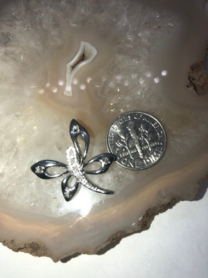 Sterling silver dragonfly diamonds pendant 4 necklace bug 925 free shipping