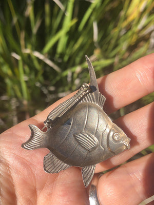 Vintage sterling silver angel fish brooch Tropical