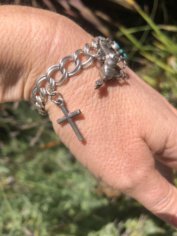 vintage sterling silver cross charm bracelet | eBay