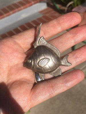 Vintage sterling silver angel fish brooch Tropical