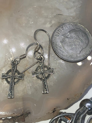 Vintage Celtic cross/crucifix dangle earrings sterling silver 925 unique