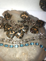 Vintage Bracelet Lot 3 Jasper Charm Rhyolite Earrings Aquamarine Gold Vermeil  Diamond Illusion link 925 Sterling Silver Ross Simons