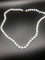 Vintage antique white milk glass beaded necklace square and round rare beautiful 31 Inches long Art Deco