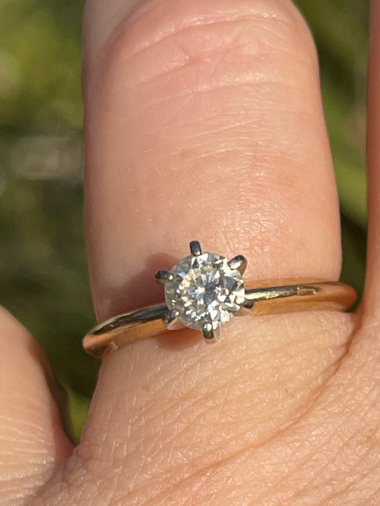 Gorgeous Vintage genuine diamond solitaire ring .55TCW over 1/2 carat Tiffany setting 14 karat yellow gold 14kt kt size 6