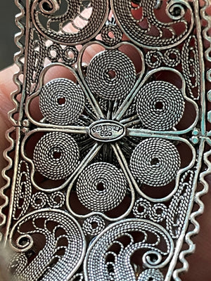 Beautiful DGS Turkey Filigree Flower Cuff Bracelet - Sterling Silver 925 - Very detailed