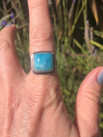 Vintage Larimar gemstone sterling silver ring size 7.75