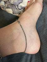 Vintage Rope  Chain anklet sterling silver 925 10 inches