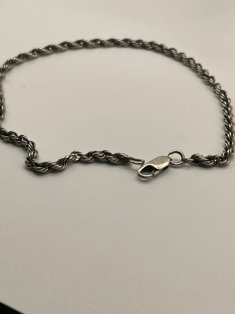 Vintage Rope  Chain anklet sterling silver 925 10 inches